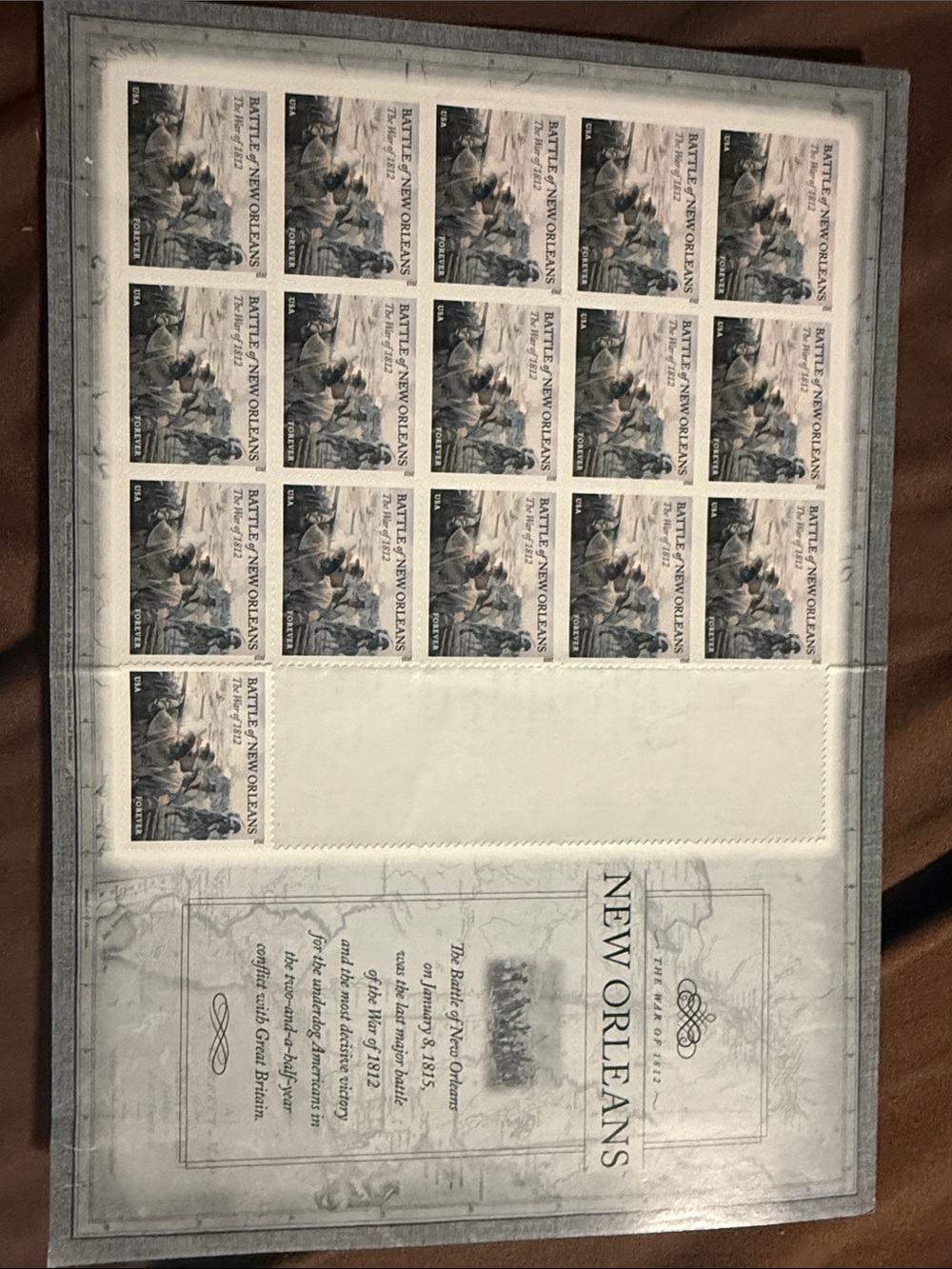 USPS Battle of New Orleans Forever Stamp Pane War of 1812 Collectible